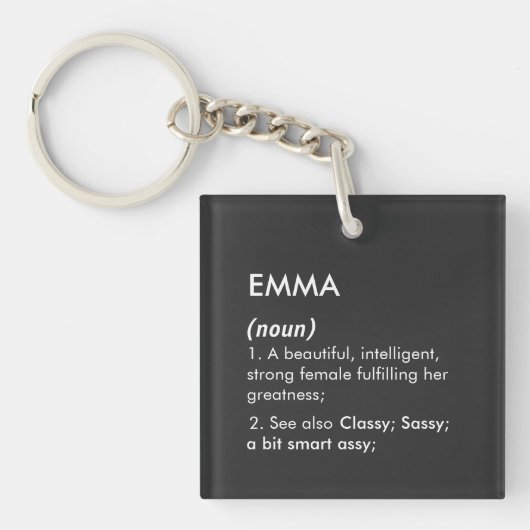 Bewerkbare naam Emma definitie, aangepaste naam Sleutelhanger (voorkant)