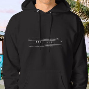 Bewerkbare naam en geometrische strepen   Zwart-wi Hoodie
