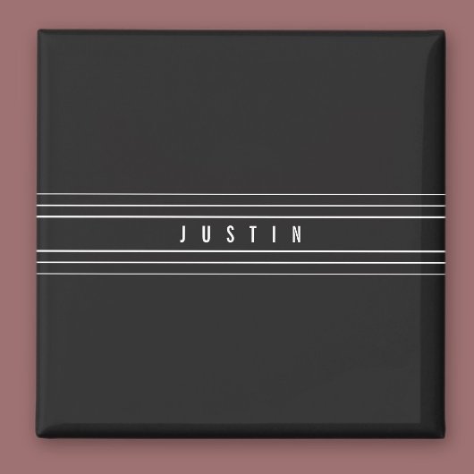 Bewerkbare naam en geometrische strepen | Zwart-wi Magneet