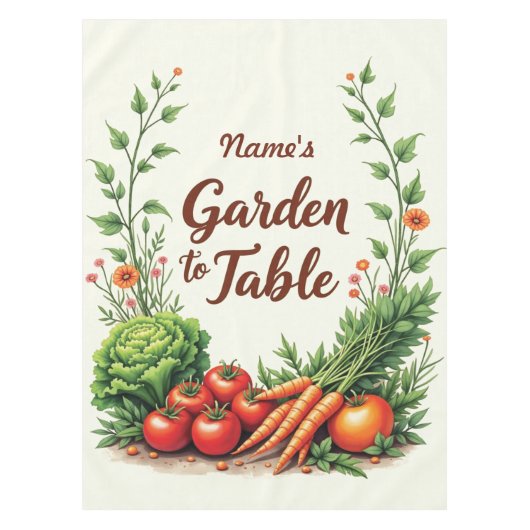 Bewerkbare naam Garden to Table Tafelkleed (Voorkant)
