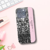 BEWERKBARE naam Glitter Bokeh grafiet & baby pink Case-Mate iPhone Case