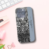 BEWERKBARE naam Glitter Bokeh grafiet & stoffig bl Case-Mate iPhone Case