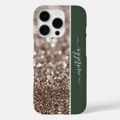BEWERKBARE naam Glitter Bokeh koper en diepgroen Case-Mate iPhone Case (Achterkant)