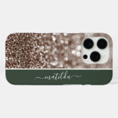 BEWERKBARE naam Glitter Bokeh koper en diepgroen Case-Mate iPhone Case (Achterkant (horizontaal))