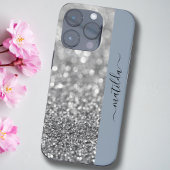 BEWERKBARE naam Glitter Bokeh zilver & stoffig bla Case-Mate iPhone Case