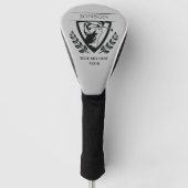 Bewerkbare naam golfspeler met clubnaam golfheadcover (Voorkant)