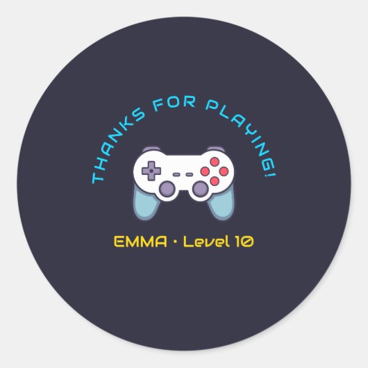 Bewerkbare Naam Leeftijd Gamer Feestje Sticker (Voorkant)