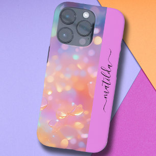 BEWERKBARE naam sprankelende Bokeh kleurrijke pris iPhone 16 Pro Hoesje