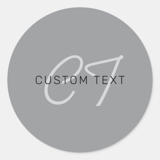 Bewerkbare naam voor begroeting | Zwart en donkerg Ronde Sticker (Voorkant)