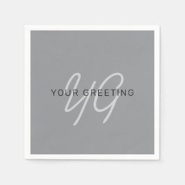 Bewerkbare naam voor begroeting | Zwart en donkerg Servet