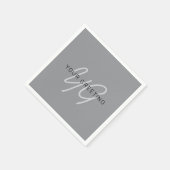 Bewerkbare naam voor begroeting | Zwart en donkerg Servet (Hoek)