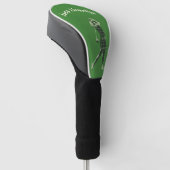 Bewerkbare naam Vrouw Golfer op Groen Golfheadcover (Schuin)