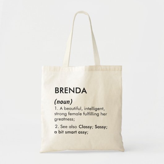 Bewerkbare naamdefinitie Brenda, aangepaste naam Tote Bag (Voorkant)
