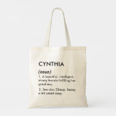 Bewerkbare naamdefinitie Cynthia, aangepaste naam Tote Bag (Achterkant)