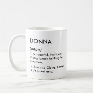 Bewerkbare naamdefinitie Donna, aangepaste naam Koffiemok