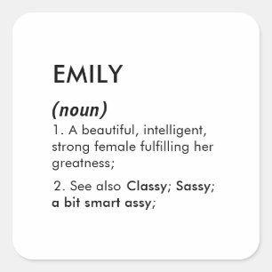 Bewerkbare naamdefinitie Emily, aangepaste naam Vierkante Sticker