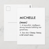 Bewerkbare naamdefinitie Michelle, aangepaste naam Briefkaart (Voorkant / Achterkant)