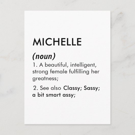 Bewerkbare naamdefinitie Michelle, aangepaste naam Briefkaart (Voorkant)