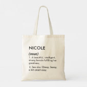 Bewerkbare naamdefinitie Nicole, aangepaste naam Tote Bag (Achterkant)