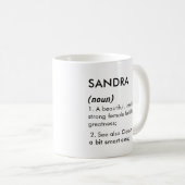Bewerkbare naamdefinitie Sandra, aangepaste naam Koffiemok (Voorkant rechts)