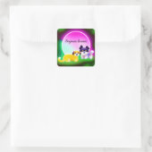 Bewerkbare naamstickers met schattige honden vierkante sticker (Tas)