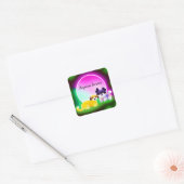 Bewerkbare naamstickers met schattige honden vierkante sticker (Envelop)