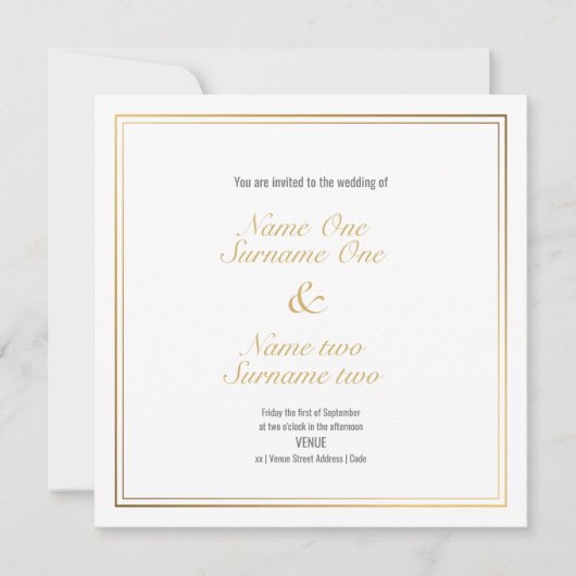 Bewerkbare namen met goudeffect rand kaart (Voorkant)