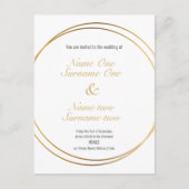 Bewerkbare namen met gouden ringen uitnodiging briefkaart (Voorkant)