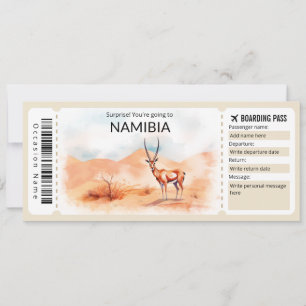 Bewerkbare Namibië Boarding Pass Vliegticket Kaart
