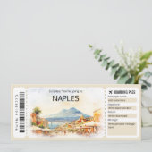Bewerkbare Napels Vliegticket Italië Boarding Pass Kaart (Staand voorkant)