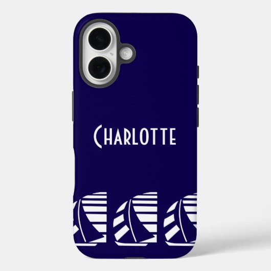 Bewerkbare nautische raceboten blauw wit Case-Mate iPhone case (Achterkant)