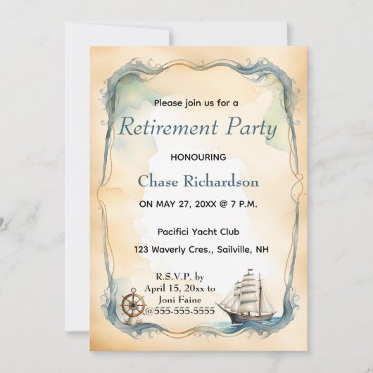 Bewerkbare nautische zeilboot helm kaart (Voorkant)