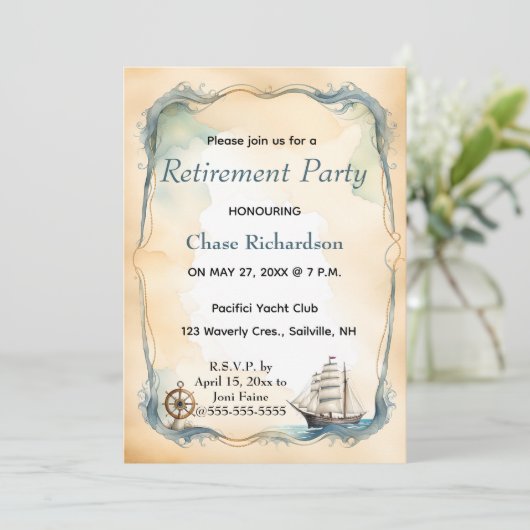 Bewerkbare nautische zeilboot helm kaart (Staand voorkant)