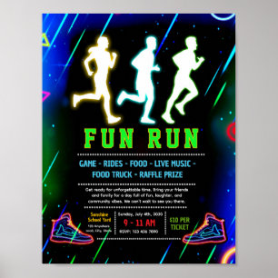 Bewerkbare neon gloed pretloop fondsenwervingsflye poster