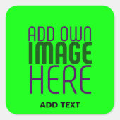 BEWERKBARE NEON GROEN AFBEELDING TEKST SJABLOON GI VIERKANTE STICKER (Voorkant)