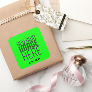 BEWERKBARE NEON GROEN AFBEELDING TEKST SJABLOON GI VIERKANTE STICKER