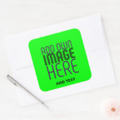 BEWERKBARE NEON GROEN AFBEELDING TEKST SJABLOON PA VIERKANTE STICKER (Envelop)