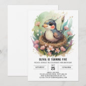 Bewerkbare Nest Bird Verjaardag Kaart (Voorkant / Achterkant)