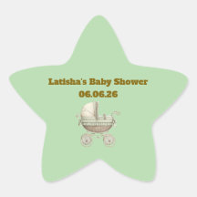 Bewerkbare Neutrale Baby Shower Ster Stickers