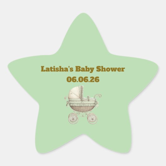 Bewerkbare Neutrale Baby Shower Ster Stickers (Voorkant)