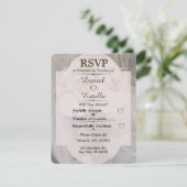 Bewerkbare Neutrale Boho Huwelijks-RSVP-Kaart (Staand voorkant)