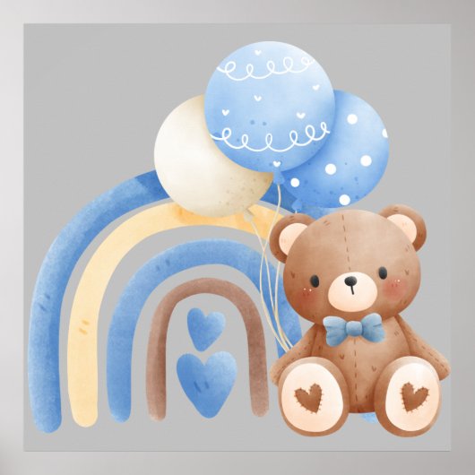 Bewerkbare neutrale teddybeer poster (Voorkant)