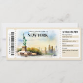 Bewerkbare New York Boarding Pass Vliegticket Kaart (Voorkant)