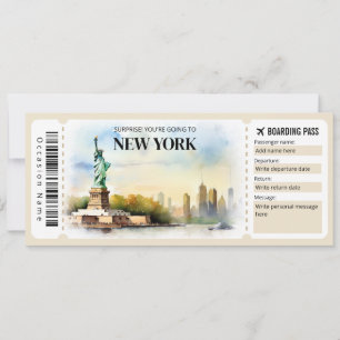 Bewerkbare New York Boarding Pass Vliegticket Kaart