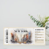 Bewerkbare New York Boarding Pass Vliegticket Kaart (Staand voorkant)
