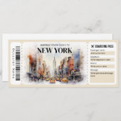 Bewerkbare New York Boarding Pass Vliegticket Kaart (Voorkant / Achterkant)