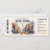 Bewerkbare New York Boarding Pass Vliegticket Kaart (Voorkant)