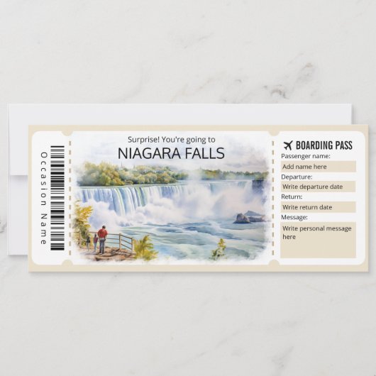Bewerkbare Niagara Herfsten Ticket Trip Kaart (Voorkant)