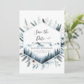 Bewerkbare niet-foto berg bruiloft save the date (Staand voorkant)