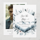 Bewerkbare niet-foto berg bruiloft save the date (Voorkant / Achterkant)